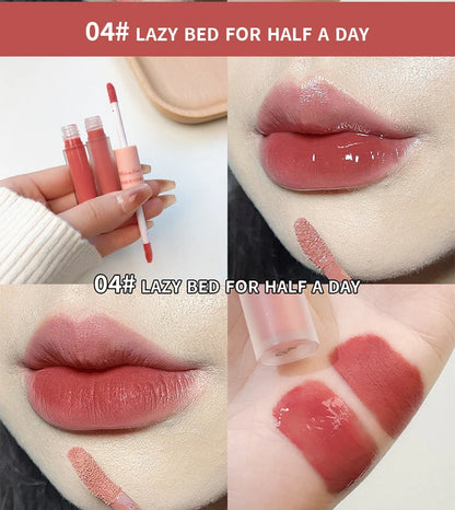 Double Ended Matte Lip Gloss Moisturizing Velvet Texture - Smarsty