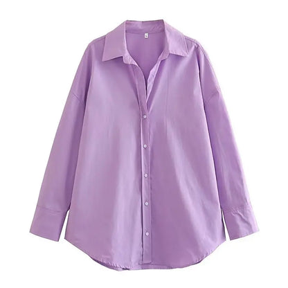 MUJER Women Shirt Multicolour Button Up Shirt Women Summer Long Sleeve Top Female Streetwear Oversize Shirts And Blouses Women - Smarsty