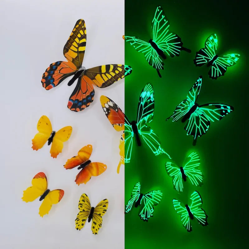 3D Luminous Butterfly Wall Stickers for Creative Home Decor - Smarsty