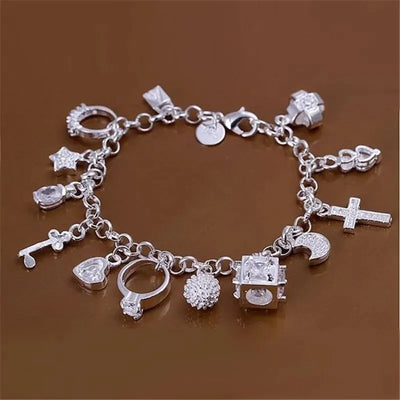 Thirteen Pendant Silver Charm Bracelet for Women - Smarsty