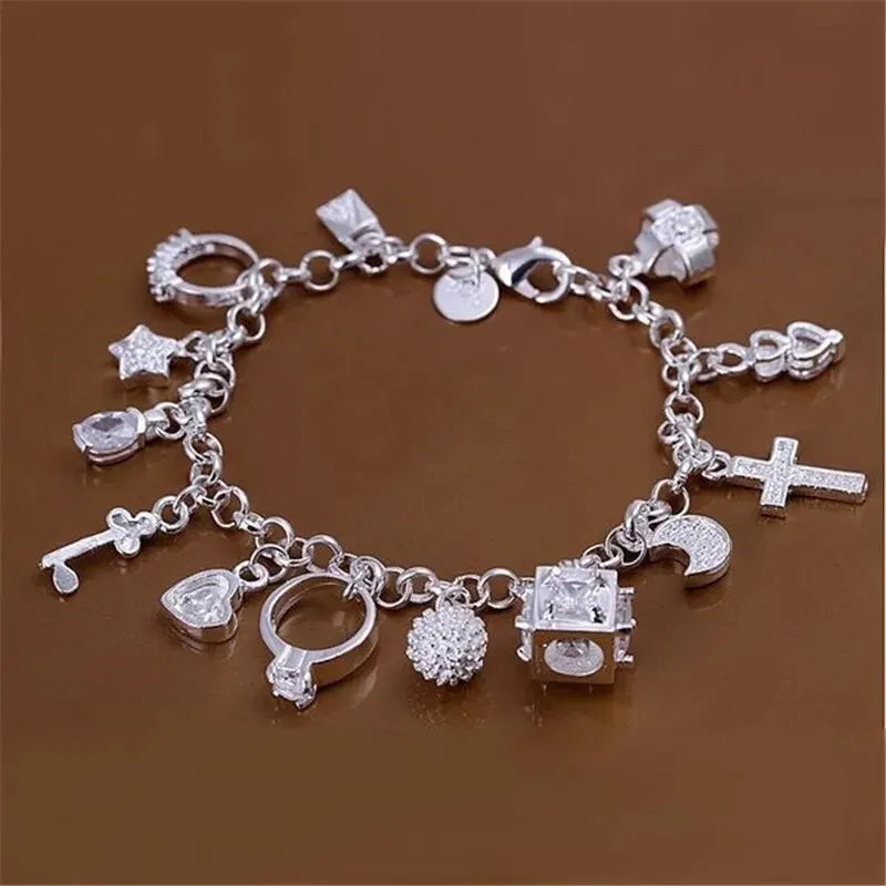 Thirteen Pendant Silver Charm Bracelet for Women - Smarsty