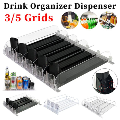 Canned Beverage Push Rack Drink Organizer Dispenser Spring Push Adjustable Width Storage Shelf E-shaped Glide for Kitchen Fridge by Smarsty