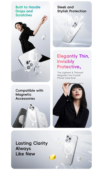 MagSafe Clear Case For iPhone 11-16 Slim Transparent - Smarsty