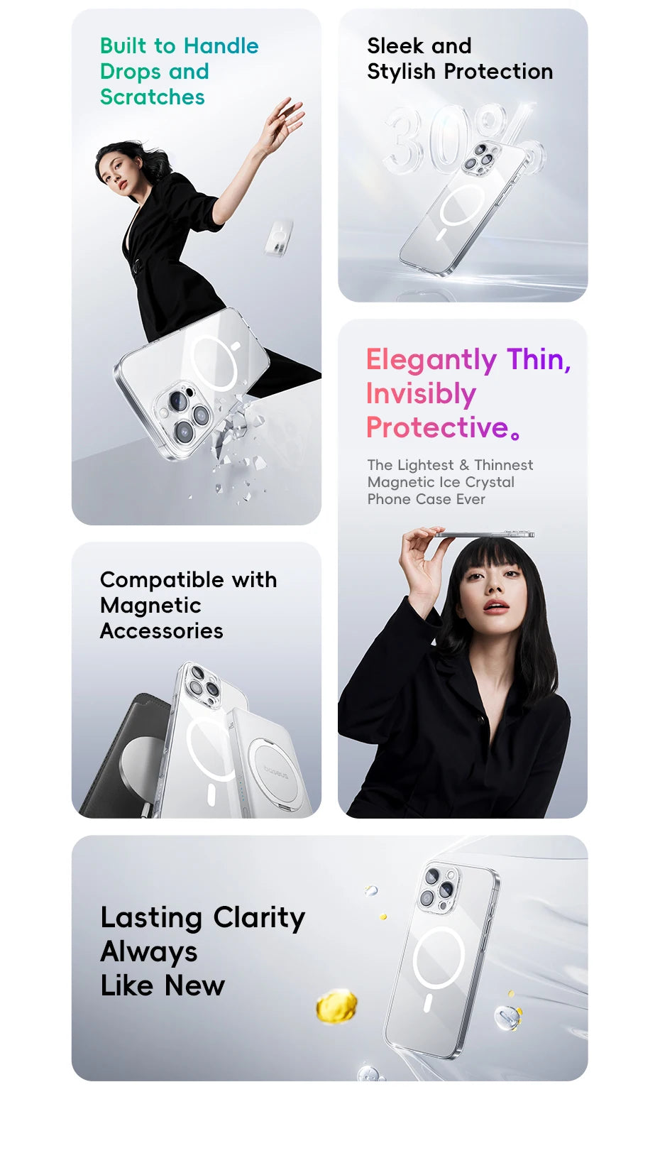 MagSafe Clear Case For iPhone 11-16 Slim Transparent - Smarsty