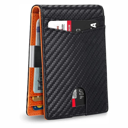 Rfid Carbon Fiber Luxury Men Wallets Money Bag Slim Thin Man Card Holder Wallet for Men Small Short Purse Male Vallet Billfold - Smarsty