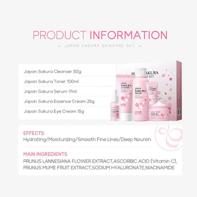 5/3pcs/Set Sakura Skin Care Sets Face Cream Serum Toner Facial Cleanser Sunscreen Eye Cream Gift Box Face Skin Care Set Product - Smarsty