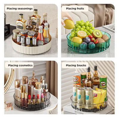 Rotating Tray Spice Rack Pantry Cabinet Turntable With Base Storage Bin Kitchen Organizer For Seasoning Cosmetic Storage Box by Smarsty
