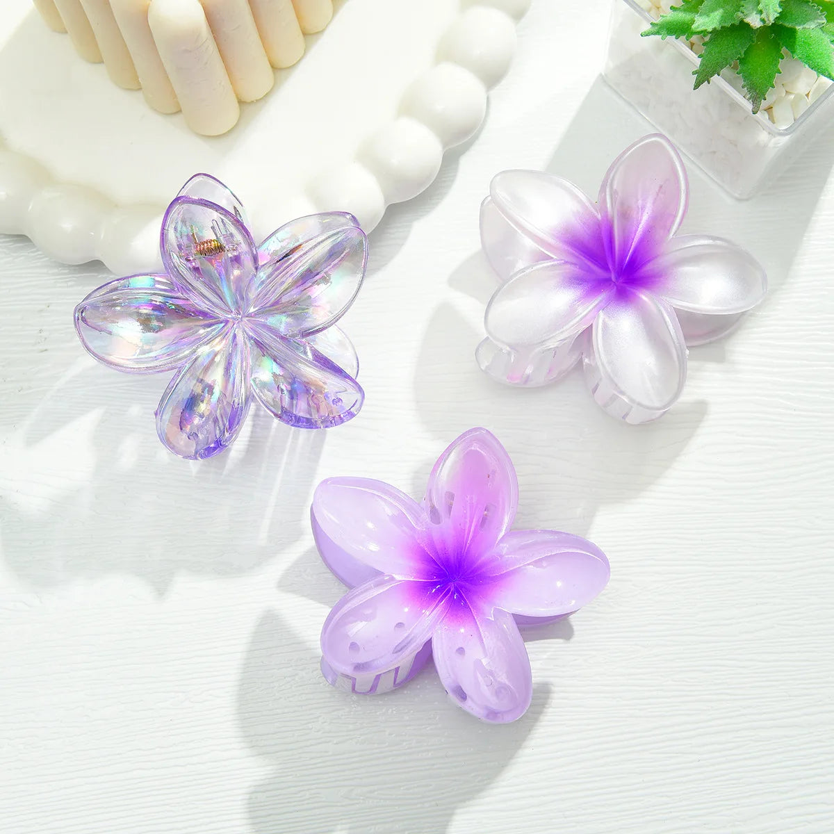 3Pcs Summer Flower Hair Claw Clips Secure Hold For Women - Smarsty