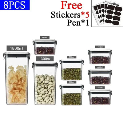 460-1800ml Sets Kitchen Stackable Sealed Jar Plastic Food Storage Box Multigrain Tank Bottle Dried Fruit Tea Storage Containers by Smarsty