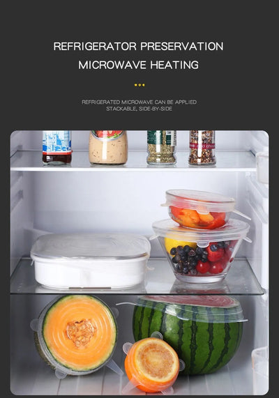 6 Pcs Silicone Cover Stretch Lids for Kitchen Microwave Food Covers Bowl Caps Elastic Silicone Lid Cap Universal Adaptable Lids by Smarsty