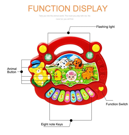 Kids Cartoon Piano Keyboard Game with Animal Sounds Flashing Light Music Baby Instrument Music Toys Educational Toys Kids Gifts by Smarsty