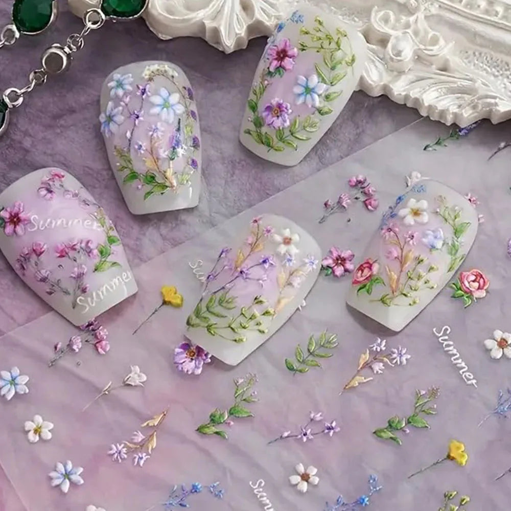Summer Floral Nail Stickers for Elegant Manicure Decor - Smarsty