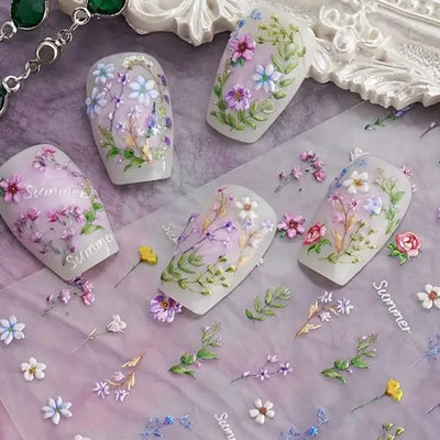 Summer Floral Nail Stickers for Elegant Manicure Decor - Smarsty