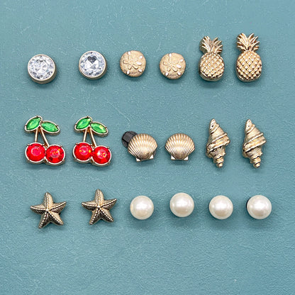 1pc Cherry Conch Metal Shoe Charms for Clogs Accessories DIY Sandals Garden Shoe Decor Buckles Beach Bag Pins Girls Women Gifts