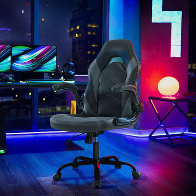 Ergonomic Office Computer Home Gaming Desk Chair Adjustable PU Leather Racing Chair Flip-up Armrest For Christmas Furniture