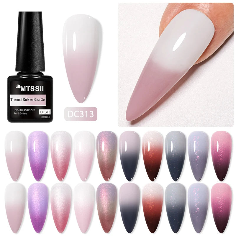 Auroras Thermal Rubber Base Gel Nail Polish Long Lasting Glitter - Smarsty