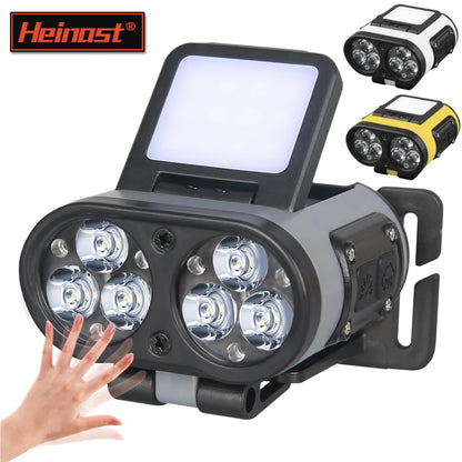 LED Headlamp Smart Sensor Cap Clip Light TPYE-C Rechargeable Flashlight With Power Display Riding Fishing Camping Outdoor Torch by Smarsty