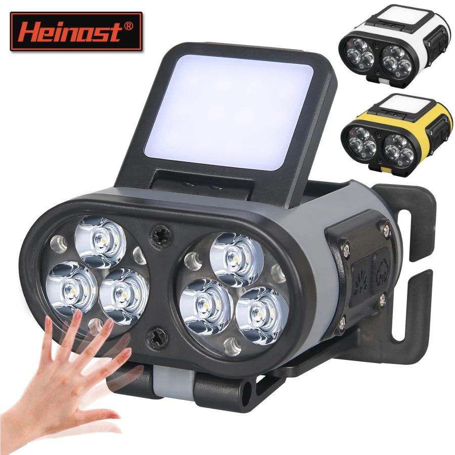LED Headlamp Smart Sensor Cap Clip Light TPYE-C Rechargeable Flashlight With Power Display Riding Fishing Camping Outdoor Torch by Smarsty