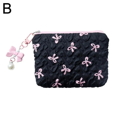 Bow Canvas Makeup Bag Large Capacity Travel Organizer - Smarsty