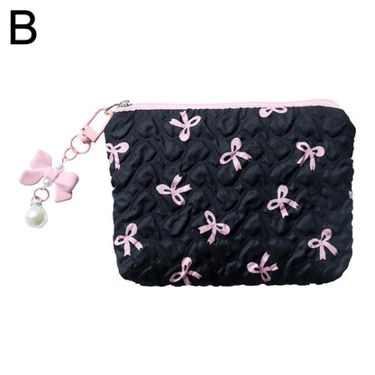 Bow Canvas Makeup Bag Large Capacity Travel Organizer - Smarsty