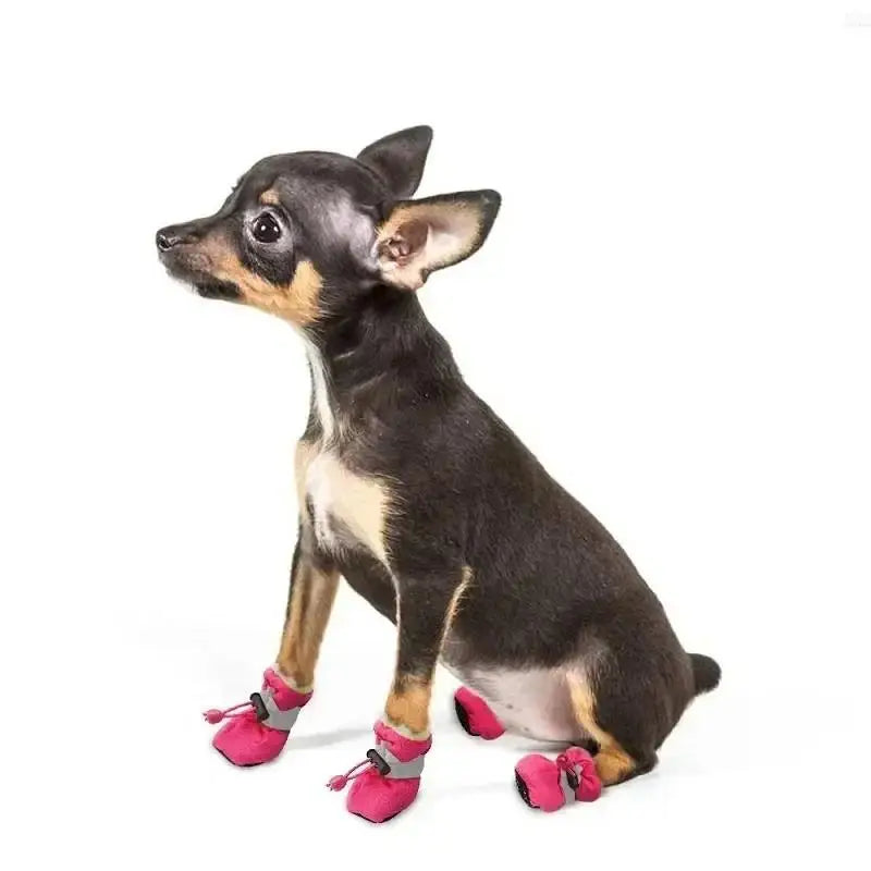 New 4pcs Waterproof Pet Dog Shoes Anti-slip Rain Snow Boot Thick Warm For Small Cats Dogs Puppy Socks Booties - Smarsty