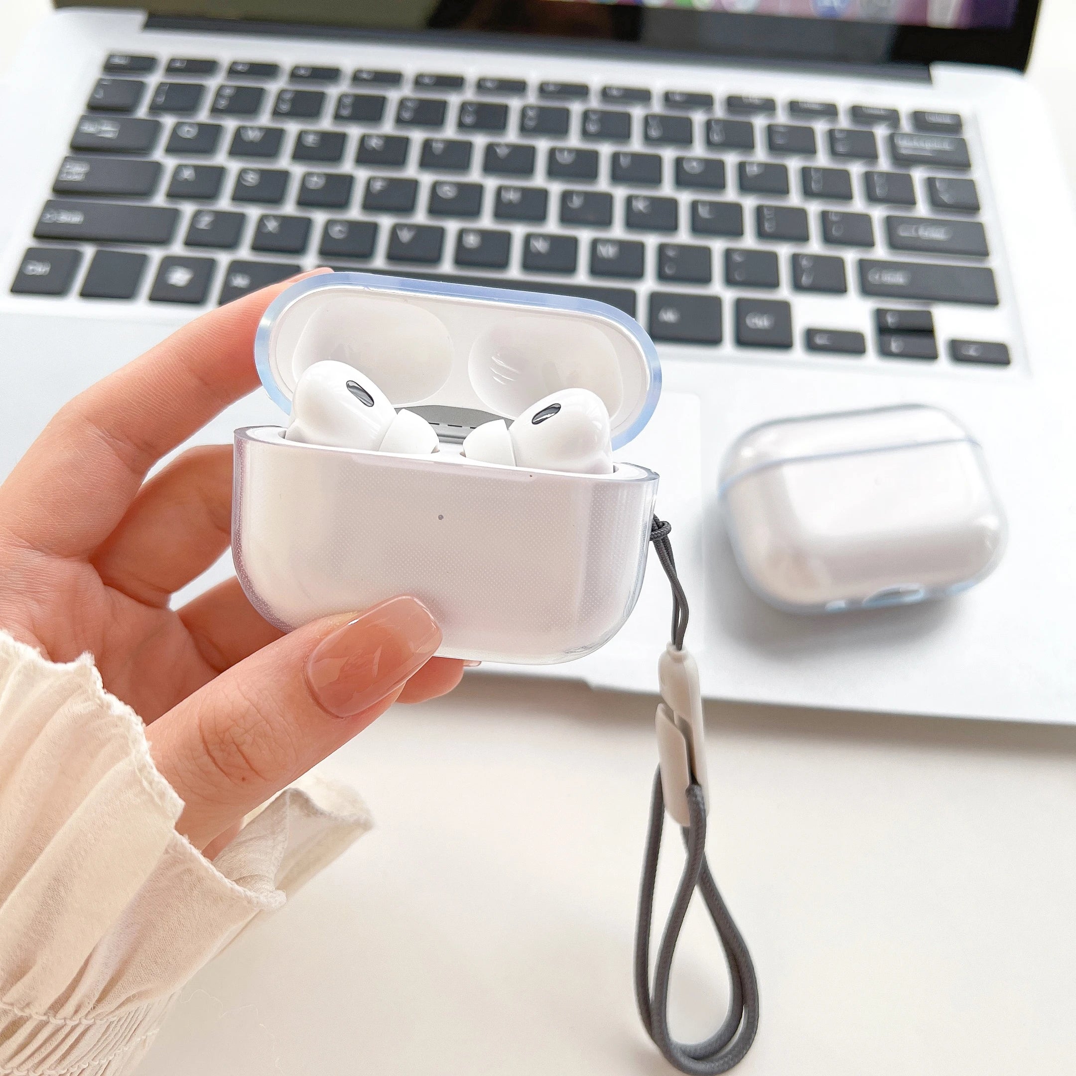 Clear Shockproof TPU Earphone Case with Lanyard - Smarsty