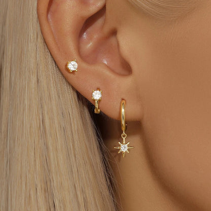 3 Piece Stainless Steel Star Drop Earrings Set for Women - Smarsty