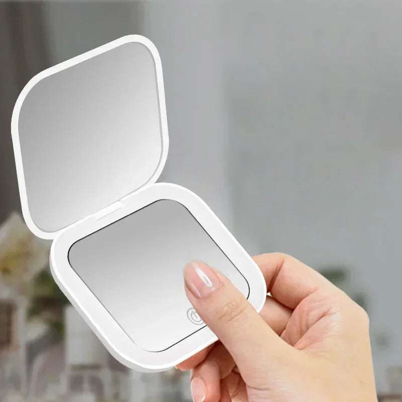 Compact LED Makeup Mirror with 2X Magnification for Travel - Smarsty