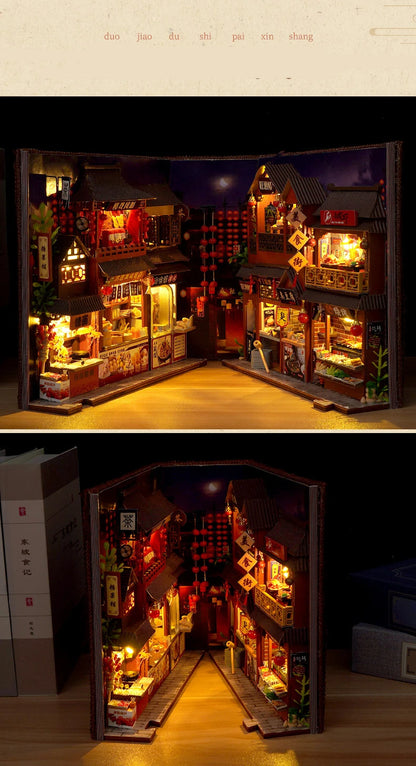 Diy Book Nook Doll House Miniature Wooden Bookshelf Shelf Insert Miniatures Home Model Kit Dollhouse Birthday Toy Gifts by Smarsty