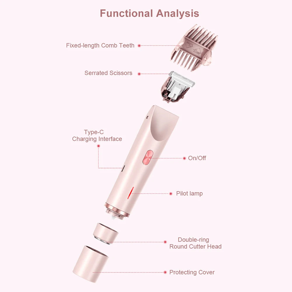 Women Hair Removal Razor Electric Epilator Portable Painless Pubic Legs Body Hair Trimmer for Ladies Bikini Underarms Legs Hair