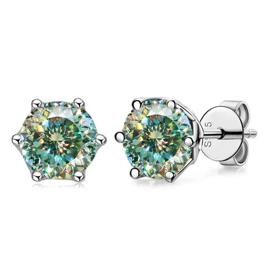 Moissanite Stud Earrings Sterling Silver VVS D Sparkle - Smarsty