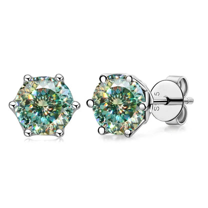 Moissanite Stud Earrings Sterling Silver VVS D Sparkle - Smarsty