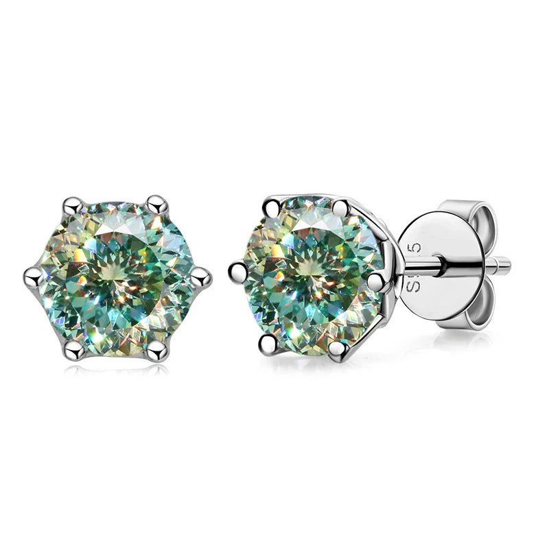 Moissanite Stud Earrings Sterling Silver VVS D Sparkle - Smarsty