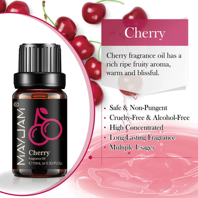 MAYJAM Fruit Essential Oil 10ml Cherry Banana Papaya Grape Litchi Guava Kiwifruit Pear Fig Fragrance Oil for Diffuser Candle - Smarsty