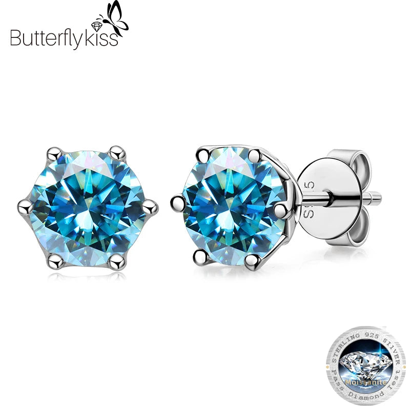 1 CT D Color Moissanite Stud Earrings Sparkling 925 Silver - Smarsty