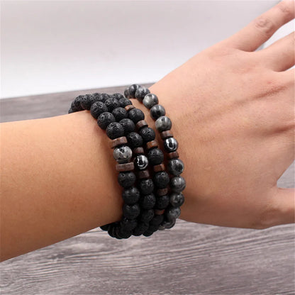 Volcanic Stone Bracelet for Men with Buddha Charm - Smarsty