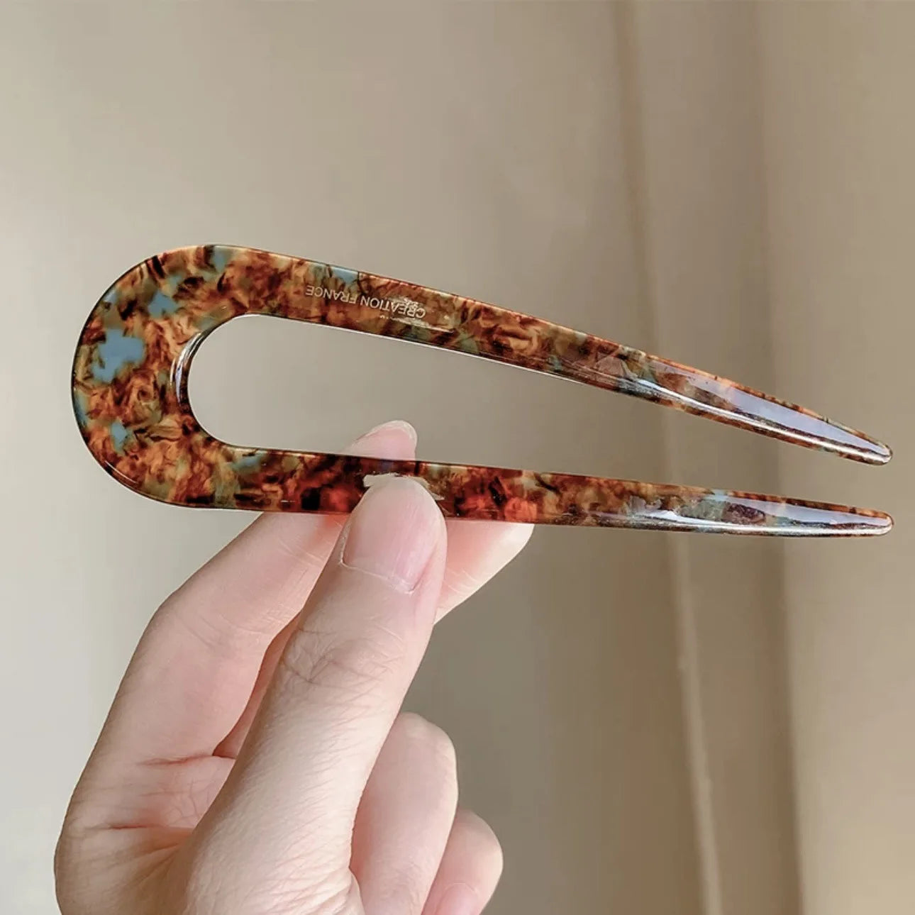 Elegant U-Shaped Hairpin with Mineral Pattern for Women - Smarsty