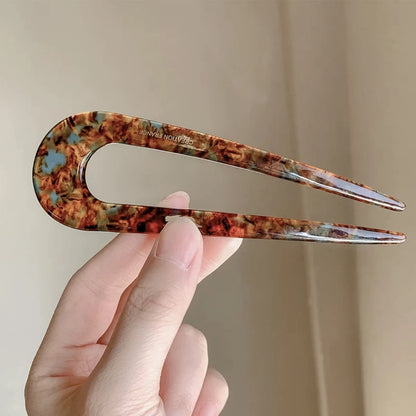 Elegant U-Shaped Hairpin with Mineral Pattern for Women - Smarsty