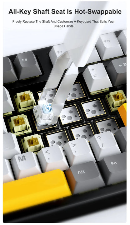 Tri Mode Gaming Keyboard With Hot Swap 104 Keys Gasket