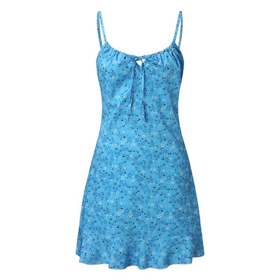 Women's Sexy Casual Home Small Floral Camisole Dress Summer Comfortable Skirt - Smarsty