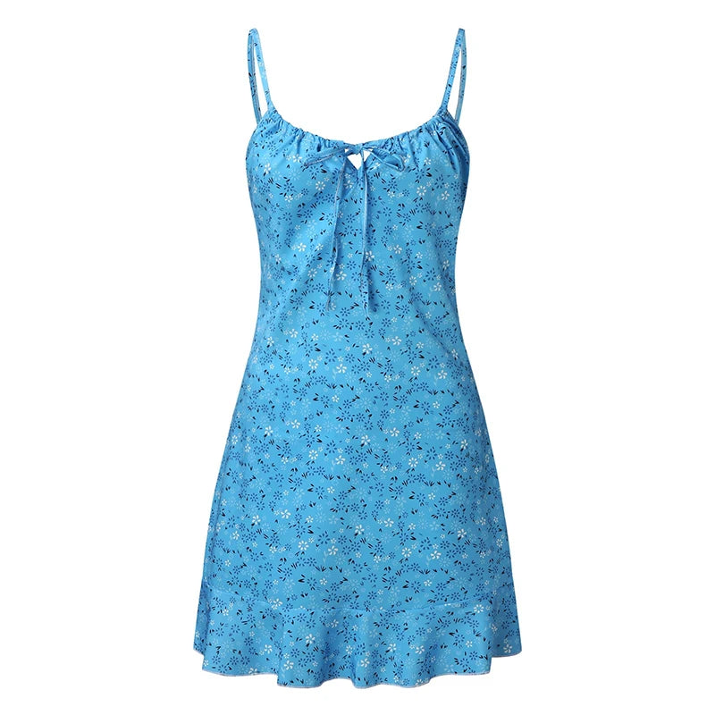 Women's Sexy Casual Home Small Floral Camisole Dress Summer Comfortable Skirt - Smarsty