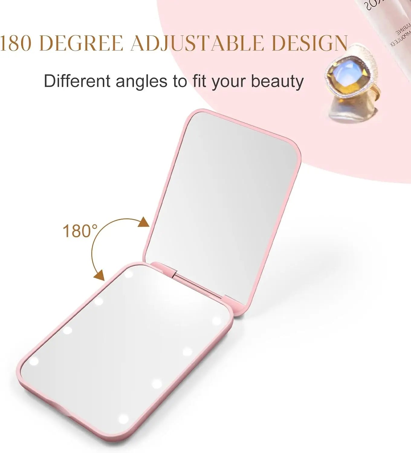 LED Compact Mirror 1X/2X Magnification for Travel - Smarsty