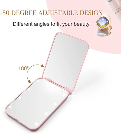 LED Compact Mirror 1X/2X Magnification for Travel - Smarsty