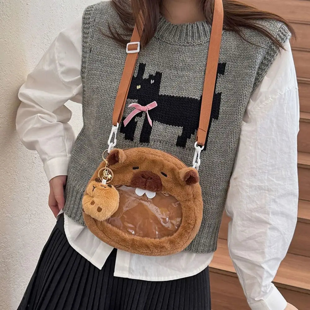 Capybara Plush Cartoon Shoulder Bag Large Capacity Unisex - Smarsty