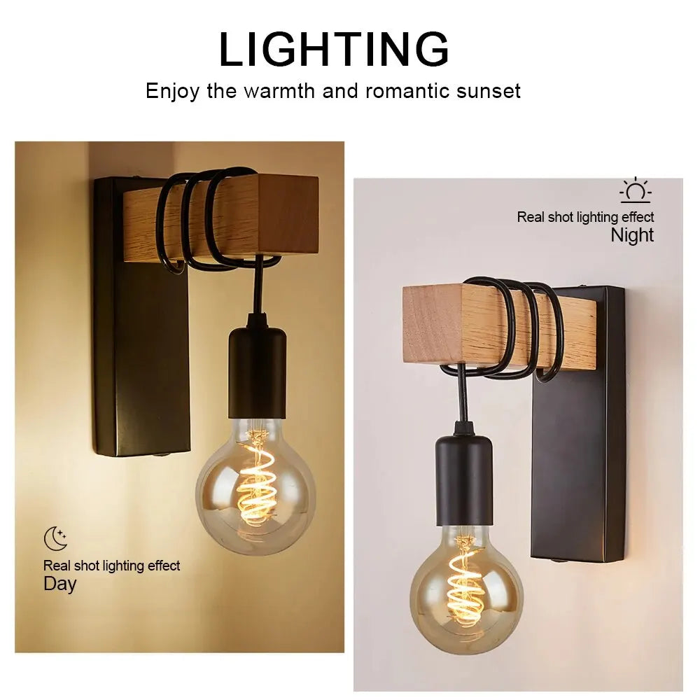 Retro Wood LED Wall Lamp for Stylish Home Decor - Smarsty