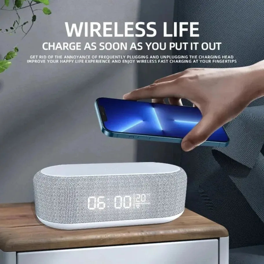 Alarm Clock Wireless Charger Night Light Thermometer Dock - Smarsty