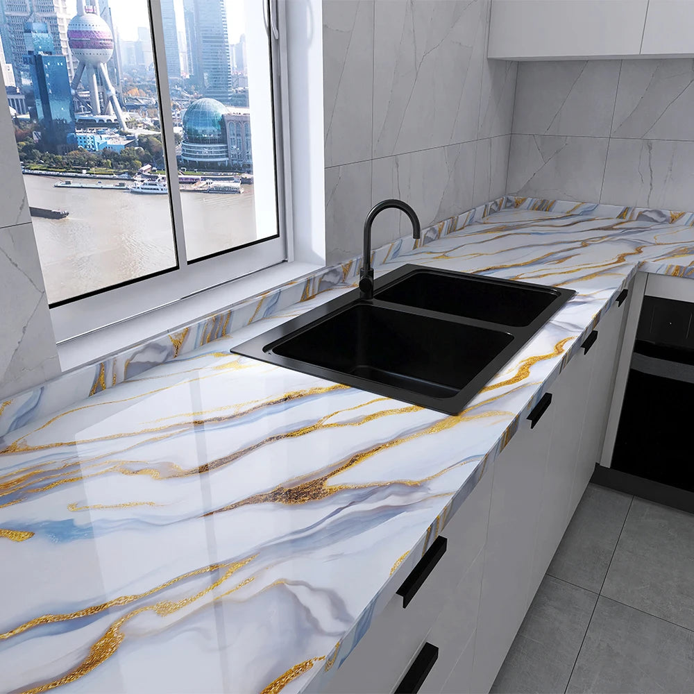 Marble Waterproof Kitchen Wallpaper Easy Peel and Stick - Smarsty