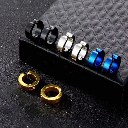 Stainless Steel Ear Clip Earrings No Piercing Black - Smarsty