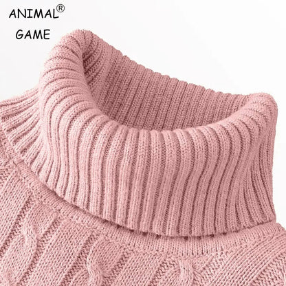 Autumn Men's Long Sleeve Knitted Sweaters Men's Slim Fit Turtleneck Sweater Casual Pullover Sweater Lightweight Ribbed Sweater - Smarsty