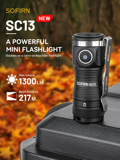 Sofirn Mini SC13 SST40 LED 1300lm Tactical 18350 Rechargeable Flashlight 6000K Keychain Emergency Torch Led Light with Magnetic - Smarsty